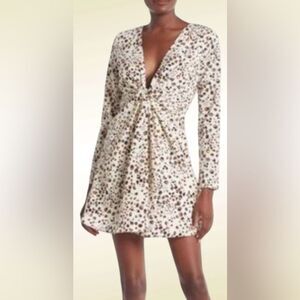 Bloomingdales JOA Leopard Print plunging neckline dress Easter dress NWT size L.